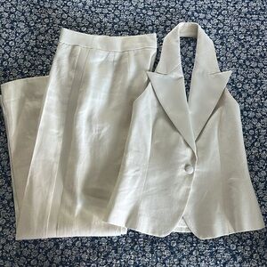 NWOT Banana Republic white linen halter tuxedo suit 00P
